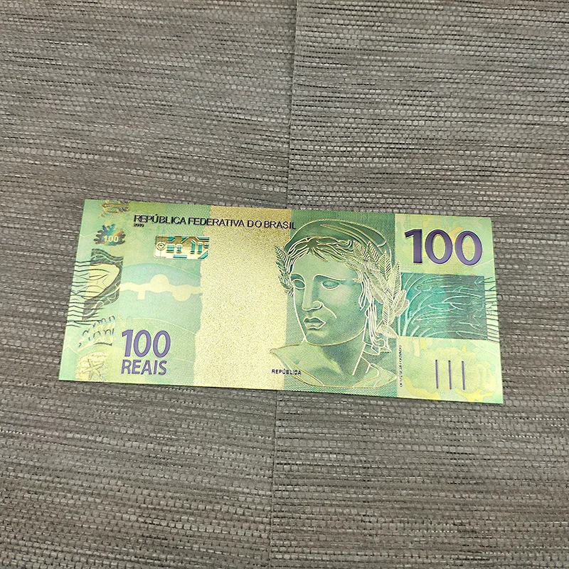 10 шт./лот цветные бразильские банкноты 100 Золотая фольга банкнота позолоченная