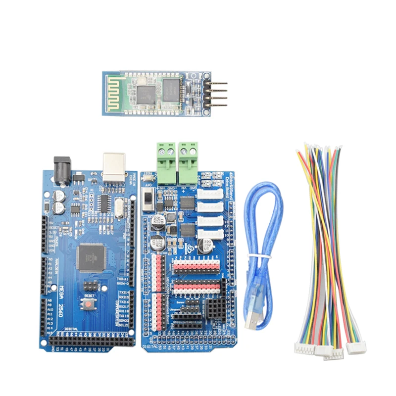 HC-06 контроллер с платой Mega2560 для Arduino, 4 канала моторного драйвера, драйвер 9 сервомоторов, щиток Mecanum Wheel.