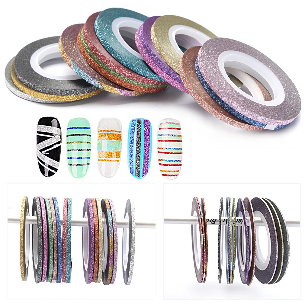 14 цветов блестящие полоски для ногтей Набор наклеек художественные украшения