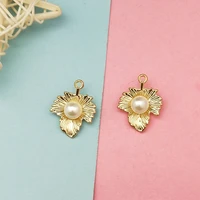10pcs pearl maple leaf alloy charms dangle fit earring necklace bracelet pendants diy jewelry accessories metal findings fx293