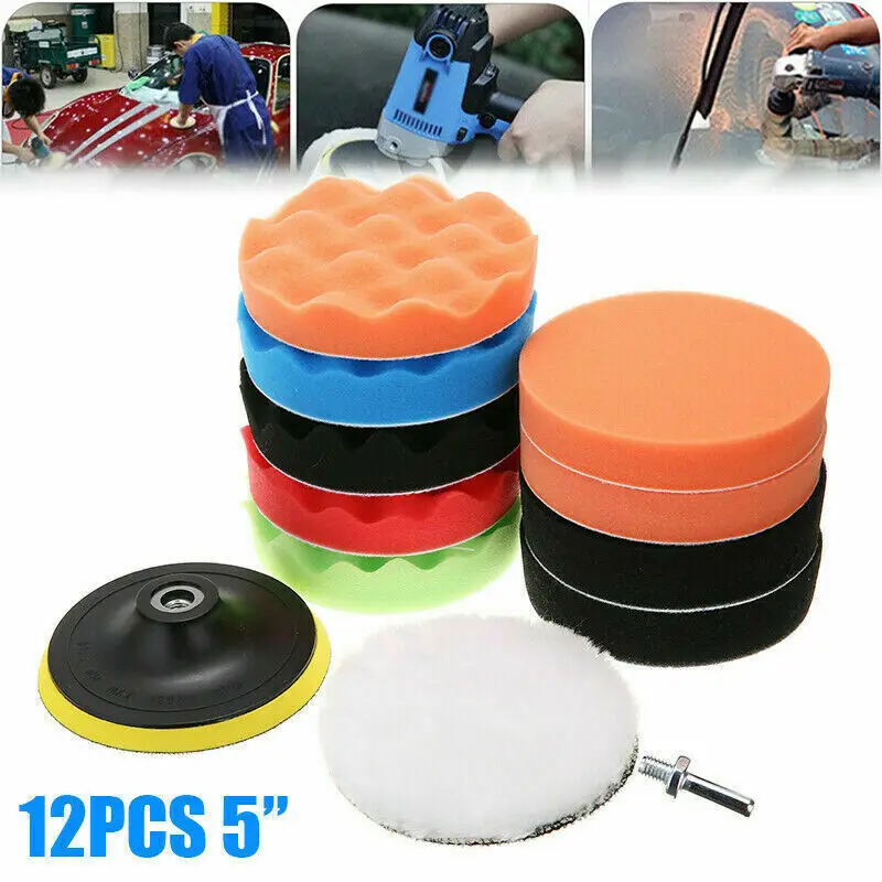 

Car Polishing pad 12pcs set 125mm Waxing Buffing Finishing Accessories