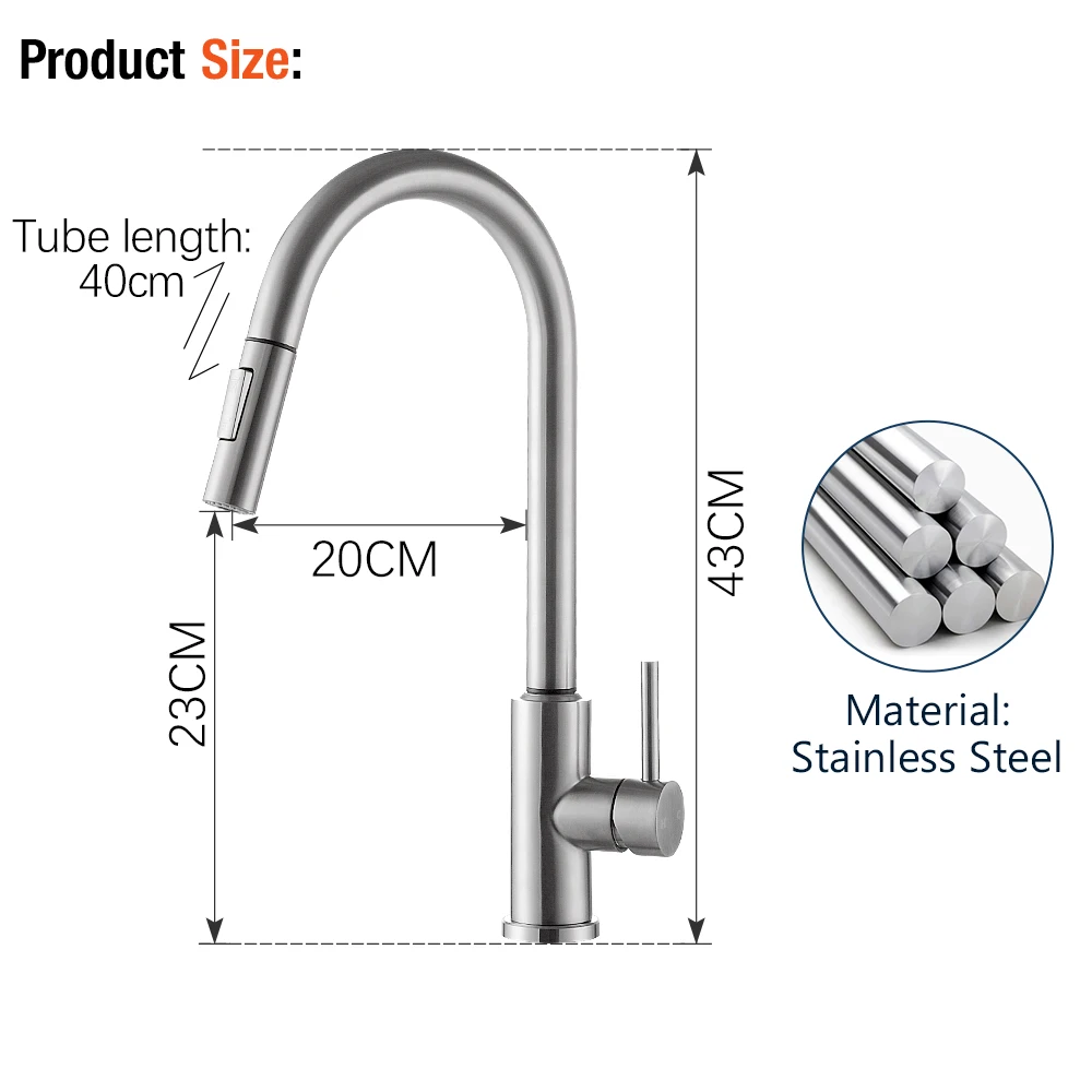 Кухонный смеситель с выдвижным датчиком умный черный сенсорный кран для горячей
