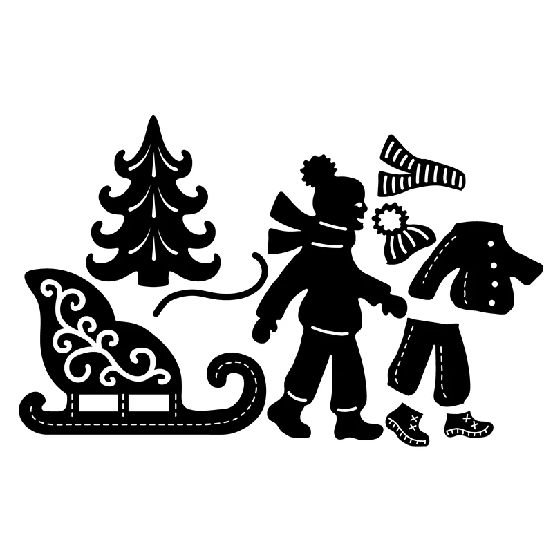 InLoveArts Счастливого Рождества сани металлический Трафаретный вырубной штамп для