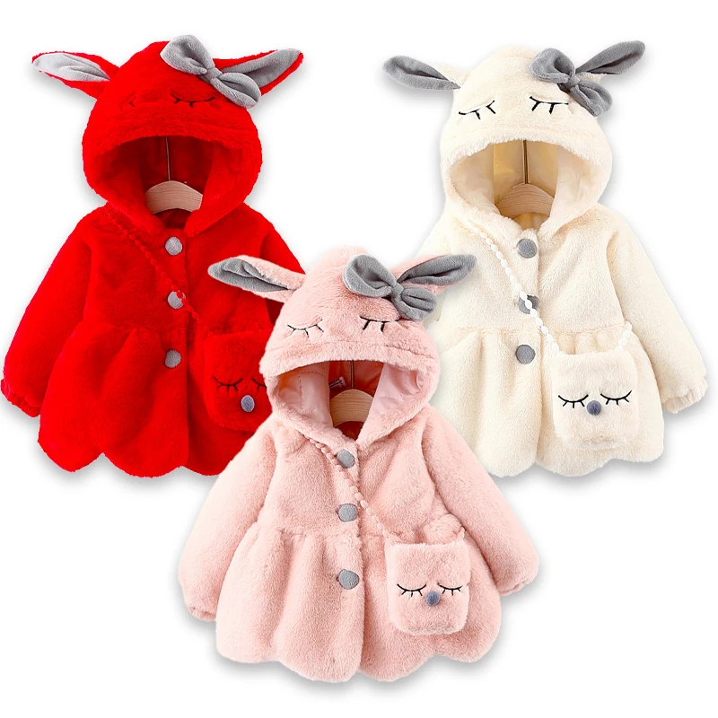 

Baby winter warm coat children's fake fur coat girl's cartoon wool sweater baby cartoon warm cotton coat 1-3 years old