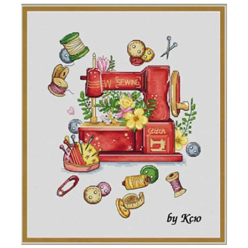 

Happy sewing machine Patterns Counted Cross Stitch 11CT 14CT 18CT DIY Cross Stitch Kits Embroidery Needlework Sets home decor