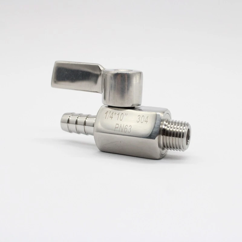 SAP 304 1/8 1/4 3/8 1/2 BSPT x 7 12mmштуцер для шланга мини санитарный шаровой клапан фитинги