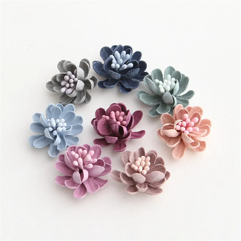 10 шт./упак. микрофибры ручной работы ткани цветок DIY шитье украшения принадлежности для волос ювелирные изделия Броши материалы для рукоделия