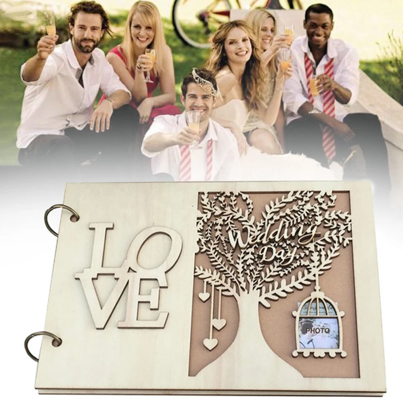 Свадебная Гостевая книга персонализированная деревянная на день рождения