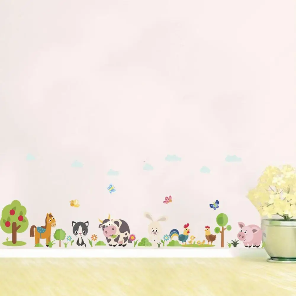 

Lovely Animals Farm wall stickers For Home Decoration Kids Room Bedroom Cow Horse. Pig Chicken Mural Art DIY PVC Wall Decals