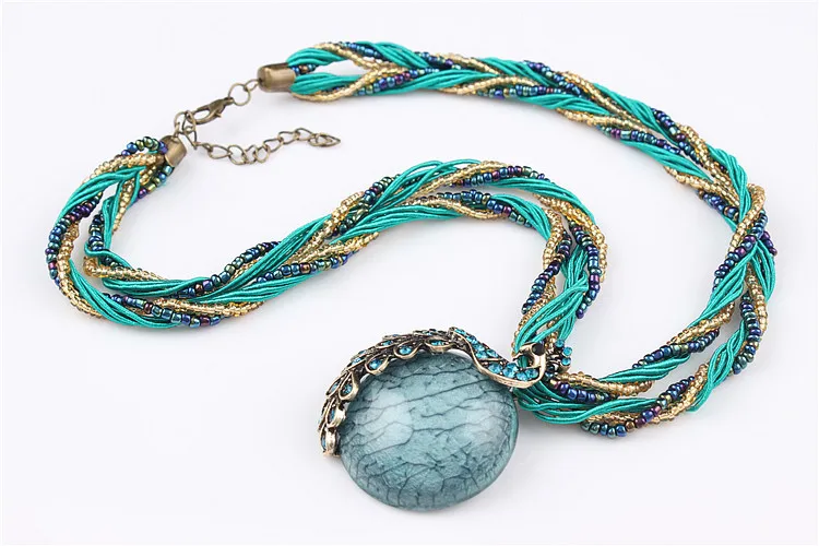 Богемное ожерелье с подвеской в виде трещин и павлина многослойная цепочка