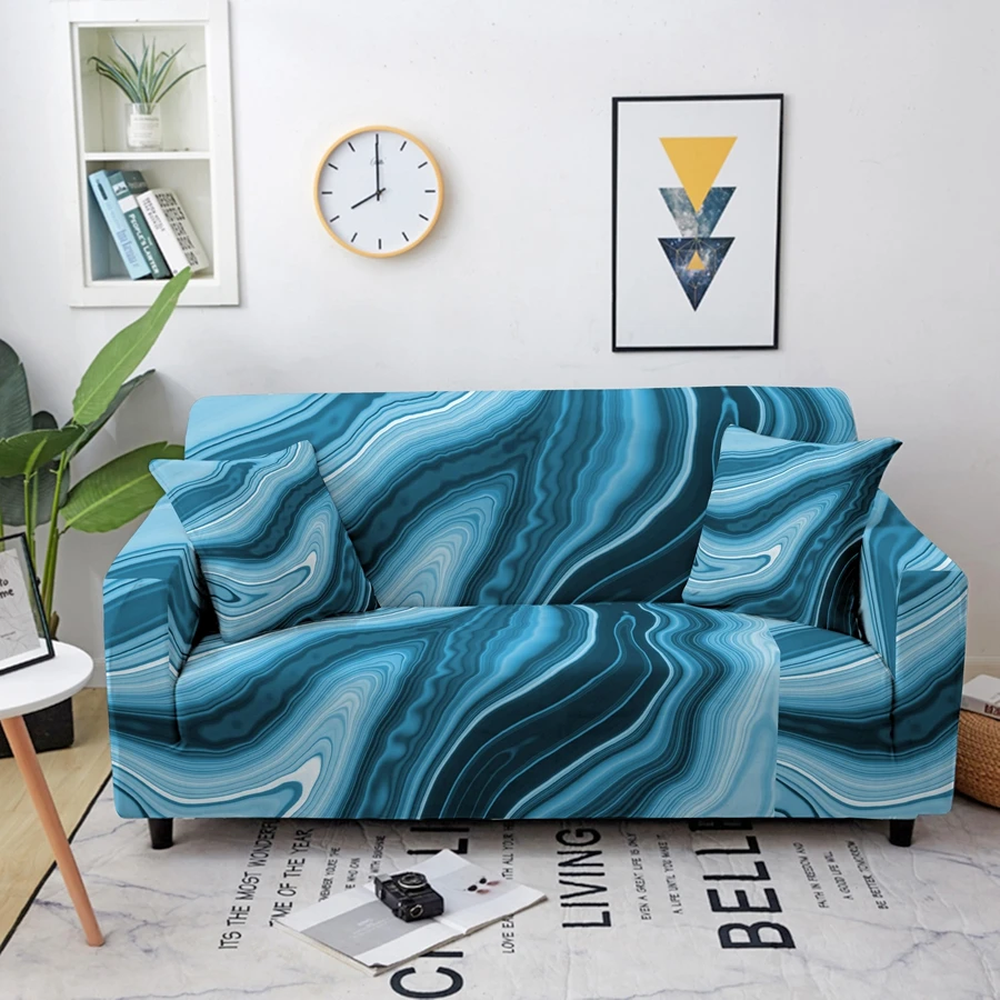 

Fashion Water Wave Stried Style Patterns Stretch Slipcover Sectional Elastic Sofa Cover for Living Room Sectional Couch Cover