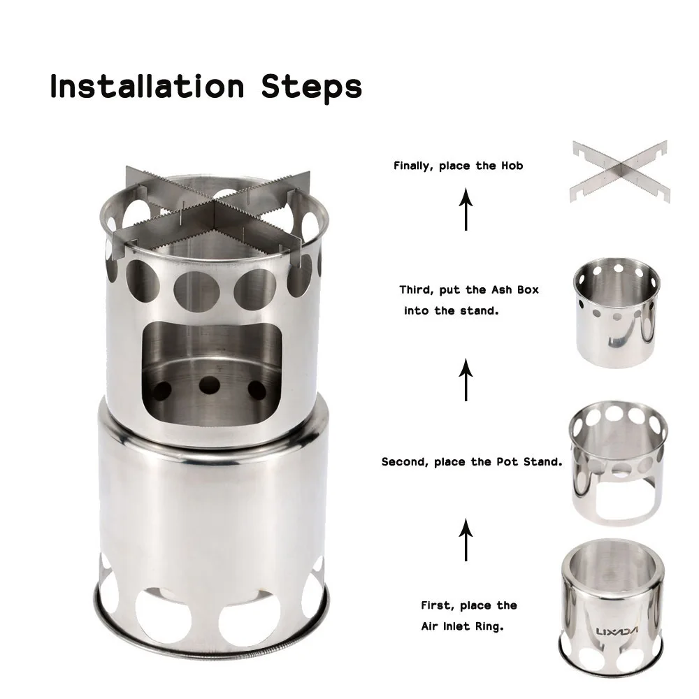 

Camping Tableware Pot Pan with Firewood Stove Camping Cookware Set Outdoor Cookware Cooking Picnic Utensil Equipment Set