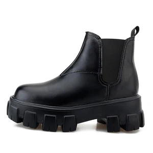 Ladies Boots Chelsea Women Genuine Cow Leather Platform Bootie Elastic
Band Winter Ladies Shoes Brand Design Handmade Hot