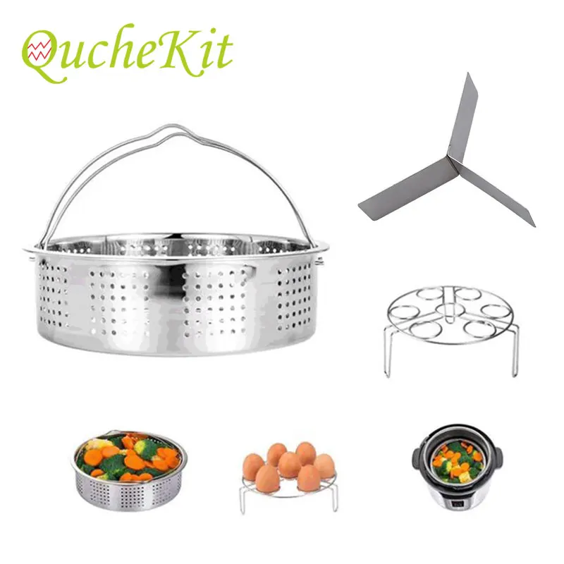 

Instant Pot Accessories Set Stainless Steel Steamer Basket With the Handle Divider Egg Steamer Rack Trivet Kitchen Cooking Tools