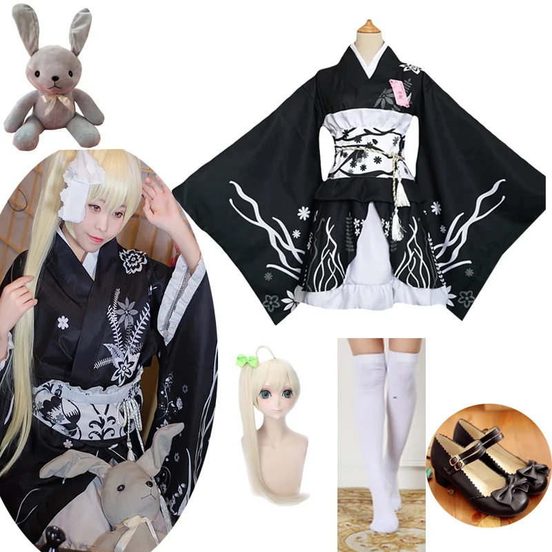 

Аниме Yosuga no Sora Kasugano Sora кимоно лолита юката платье горничной Meidofuku униформа наряд парик обувь кукольные носки для Хэллоуина