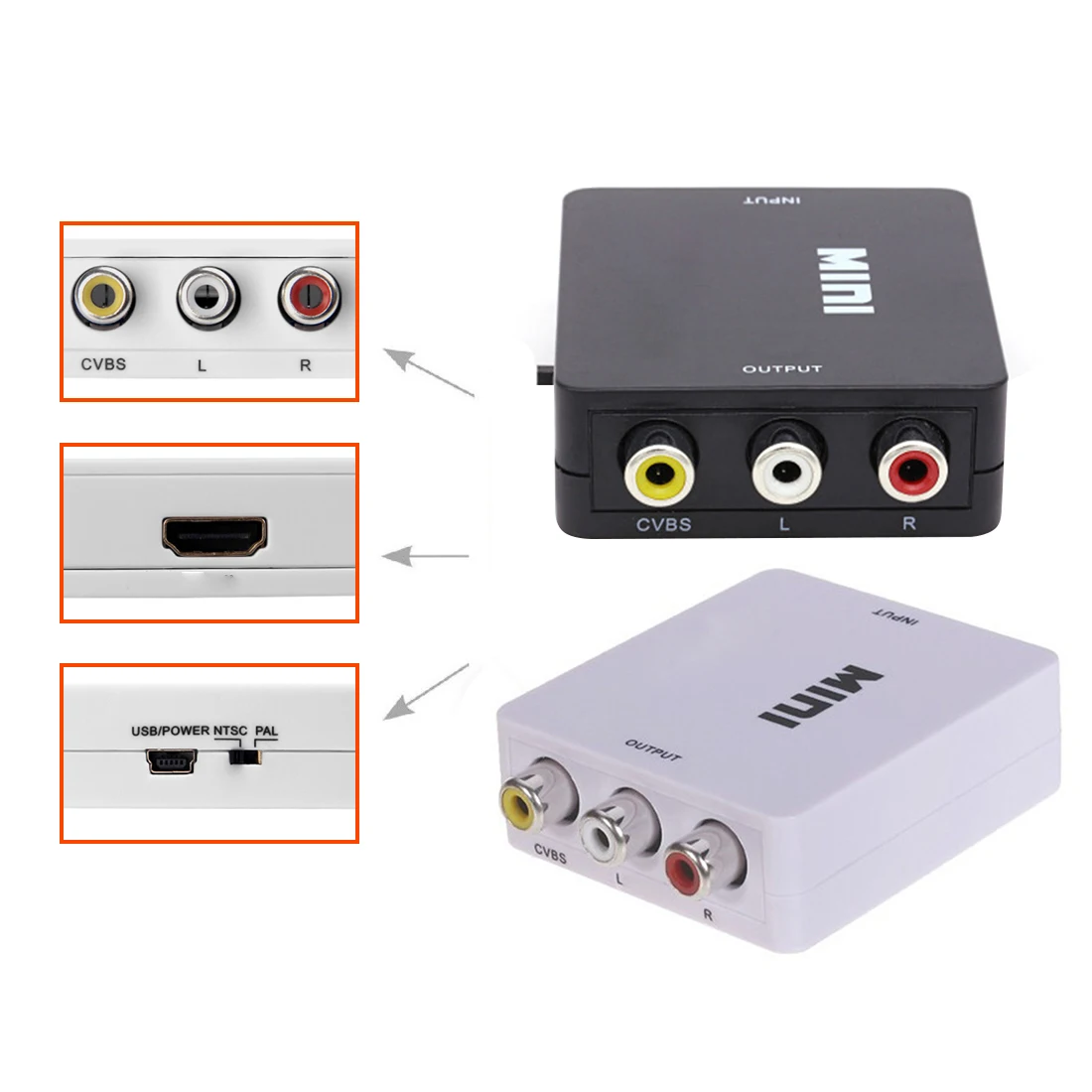 Преобразователь 1080P AV для HDMI-совместимый с RCA AV/CVSB L/R видео адаптер композитный