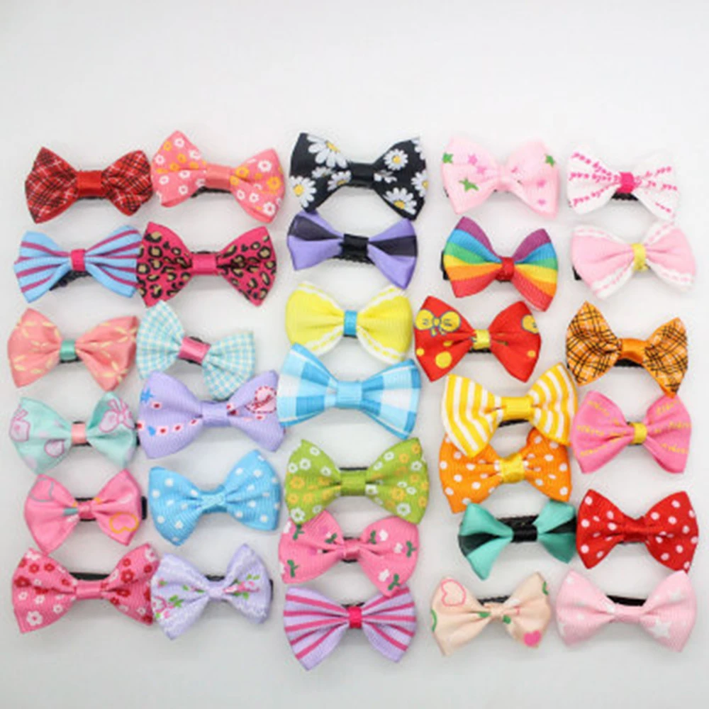 

10pcs Hair Clips Candy Color/dot/flower Print Ribbon Bow Hairpin Bb Hair Clips For Baby Girls Hairpins Hair Styling Tool
