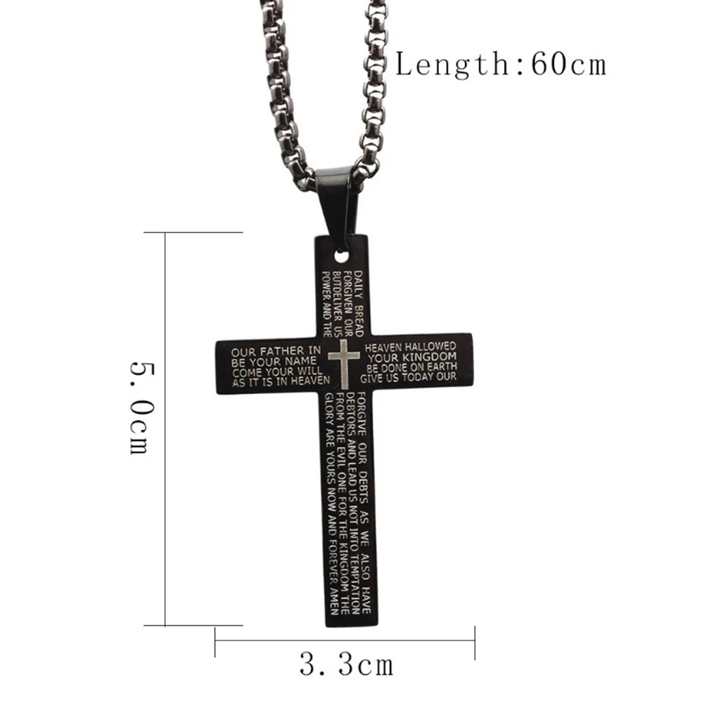Fashion Vintage Men Letters Print Cross Pendant Titanium Steel Chain Necklace Jewelry Gift choker Accessories for | Украшения и