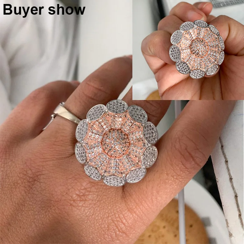 Женское кольцо с фианитом в форме цветка R099 | Украшения и аксессуары