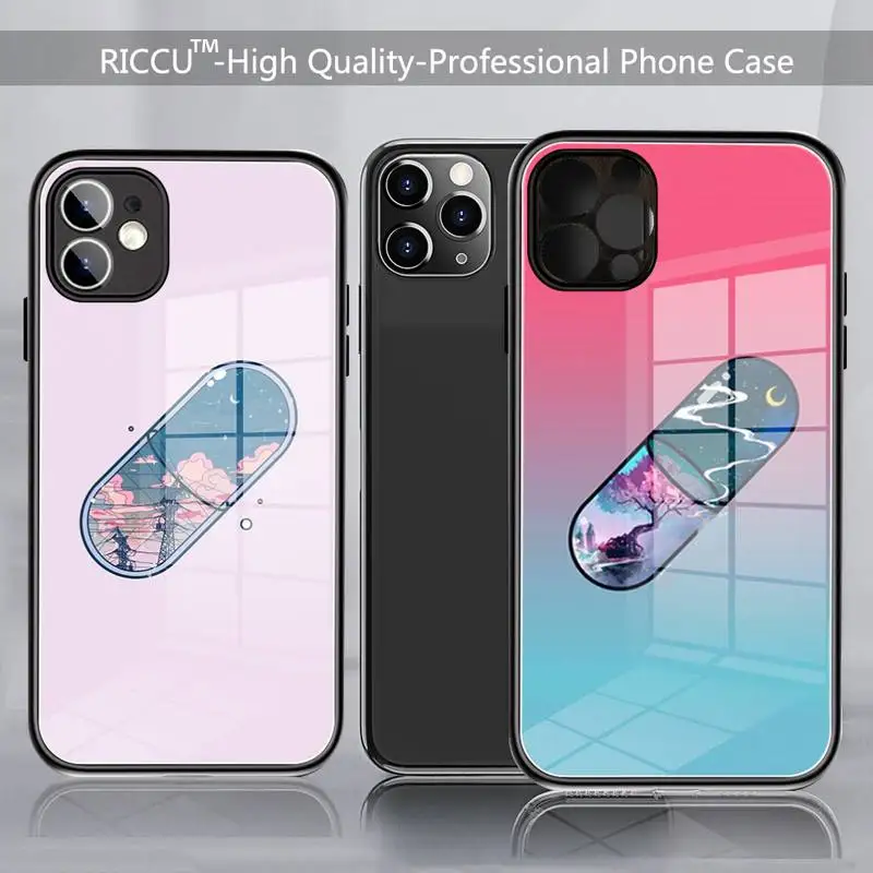 

Time capsule Phone Case Tempered Glass For iPhone 11 12 Pro XR XS MAX 8 X 7 6S 6 Plus SE 2020 12Pro Max Mini Covers