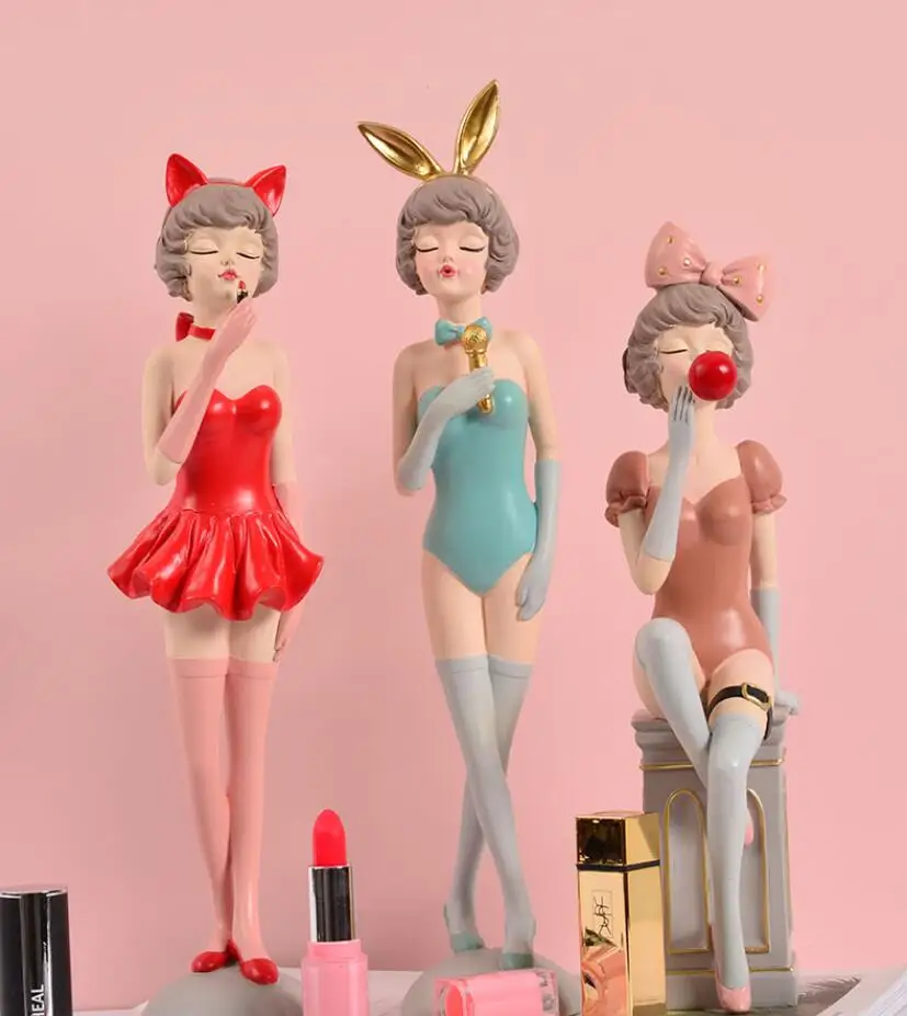 Скандинавская полимерная Сексуальная Современная Статуя Девушки украшения для