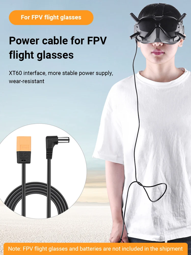 FPV Goggles Power Cable XT60 Male Bullet Connector To Male DC Adapter T Plug Cord For DJI FPV Goggles V2 Battery Accessory