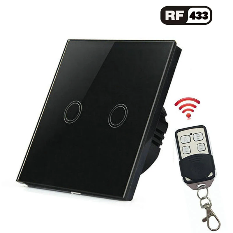 2 gang remote black 1/2/3/220 тиски Беспроводной светильник сенсорный переключатель Стандартный ЕС умный дом Беспроводной переключатель - Цвет: 2 gang remote black