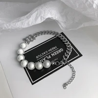 origin summer letter m asymmetric reflective pearl charm bracelet for women girls fashion beaded chunky chain bracelet jewelry