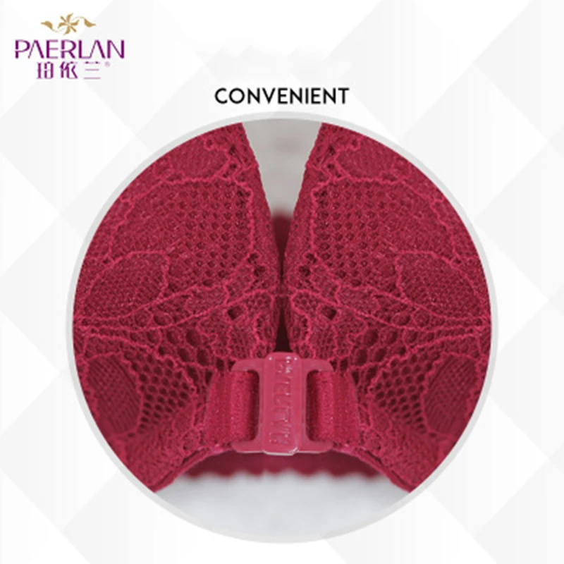 

PAERLAN Ladies Briefs Fashion Lace Sexy Push-ups Deep V-neck Underwear Front Buckle No Steel Ring Bra Set Underwear Women Set