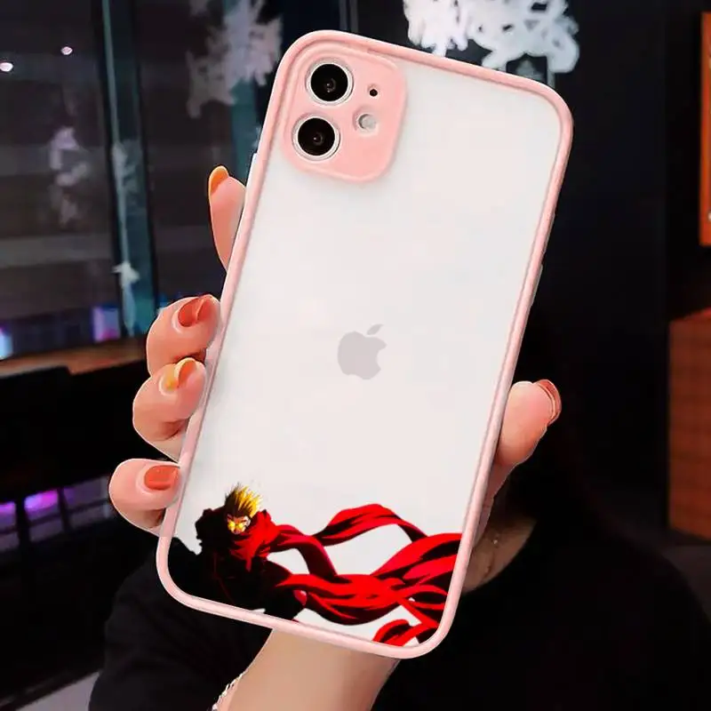 

TriGun Stampede Wolfwood Phone Case For iPhone 12 11 Mini Pro XR XS Max 7 8 Plus X Matte transparent Pink Back Cover