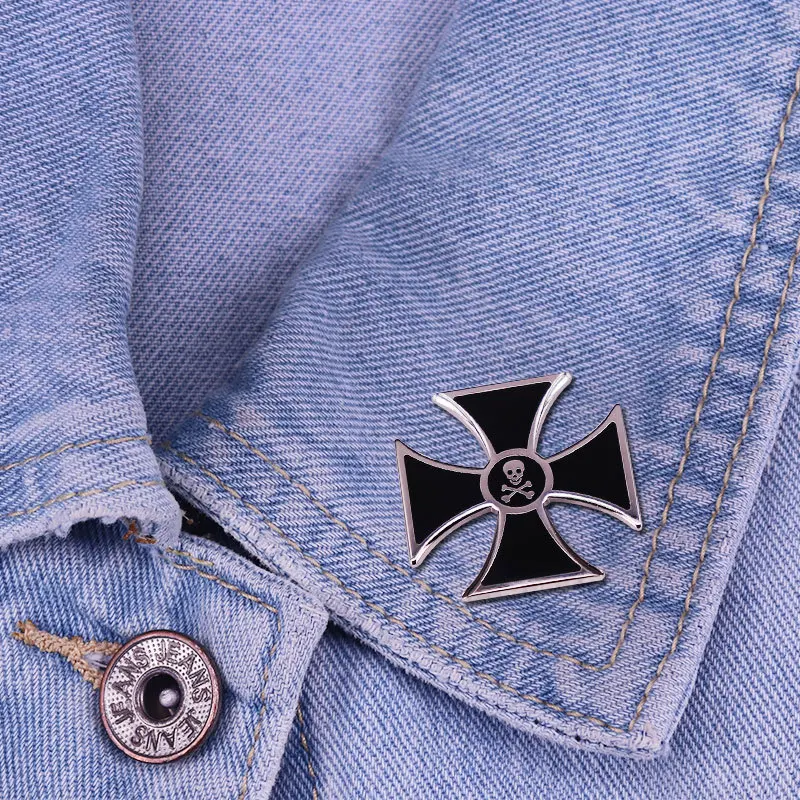 Жесткая эмалированная брошь в виде черного железа черепа немецкие военные Броши