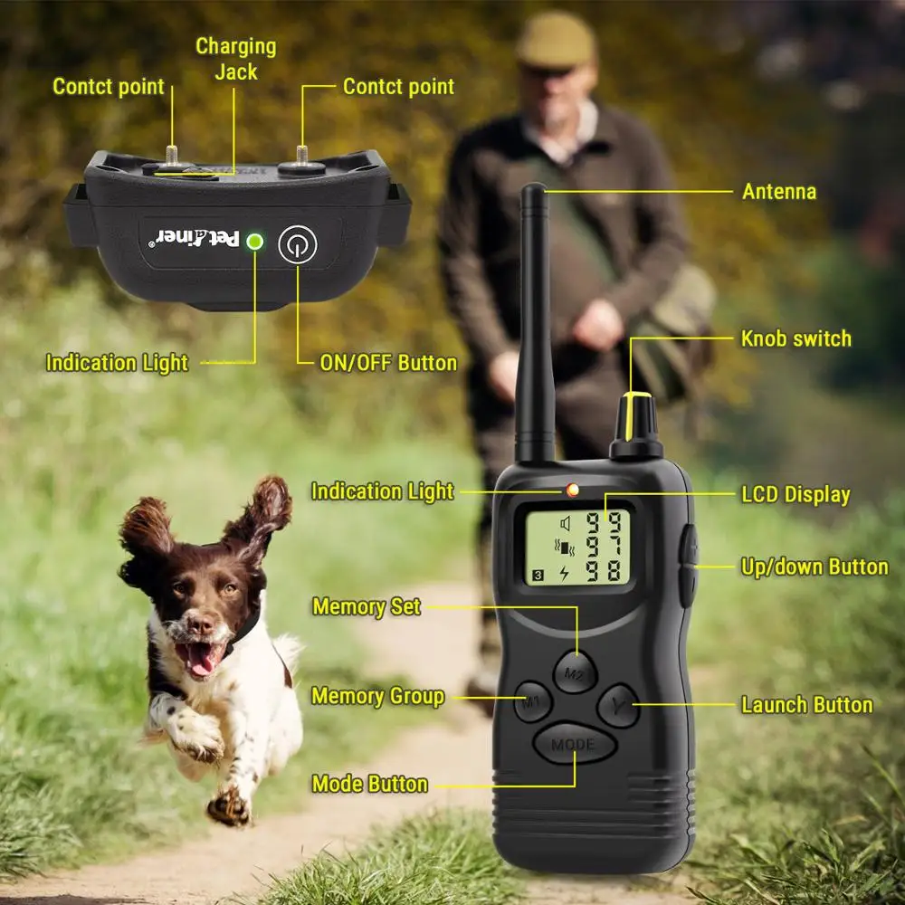 

900b-3 Waterproof And Rechargeable 1000m Remote Dog Training Collar Shock For 3 Dogs Newest Design For 3 Dogs