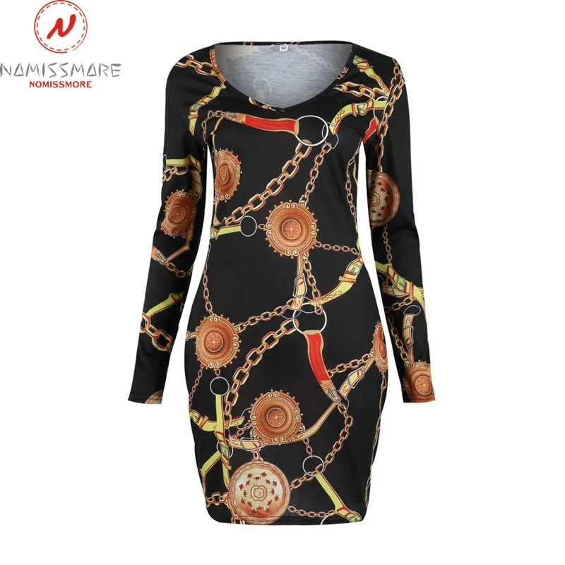 Женское облегающее платье мини с v образным вырезом и длинным рукавом элегантное