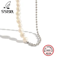ssteel 925 sterling silver necklaces statement pearl necklace kolye bayan regalos para mujer bijoux femme collier perle jewelry