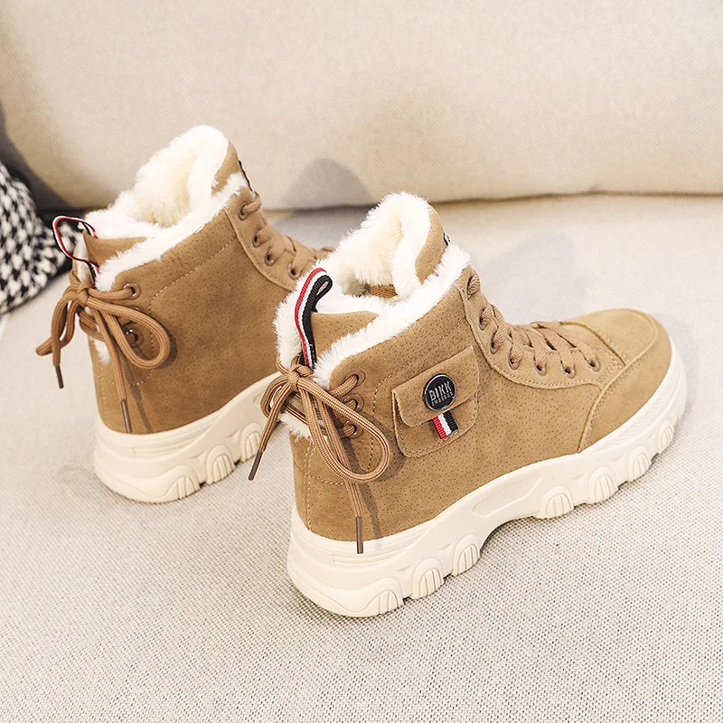 

Plus velvet 2021 new two cotton shoes autumn and winter all-match student warmth high-top sports winter shoes leather