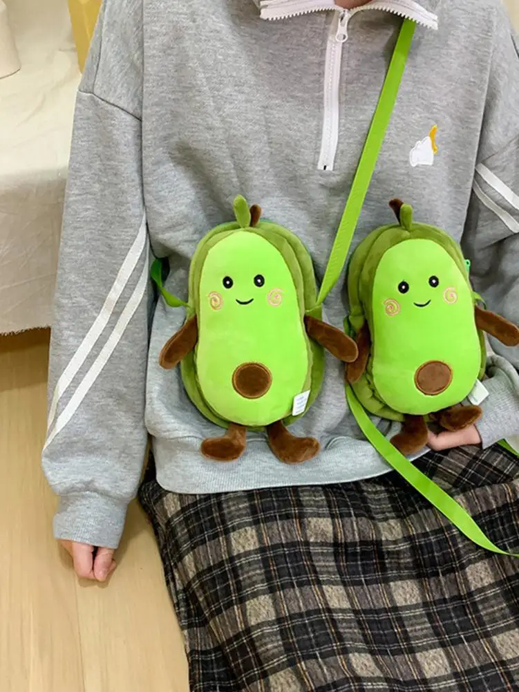 

New Baby Plush Crossbody Cute Soft Fruit Avocado Doll Coin Purse Cartoon Stuffed Shoulder Bag With Zipper For Girl
