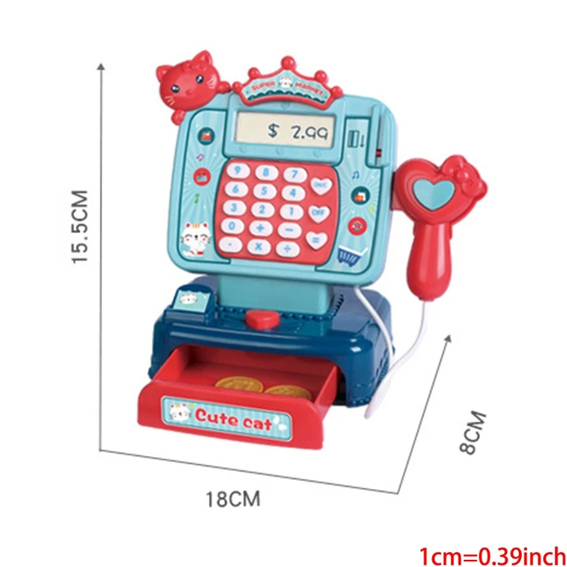 

Cash Register with Scanner Toy Real Calculator Play Money Credit Card Reader for Toddler Kids Pretend Play House Toys