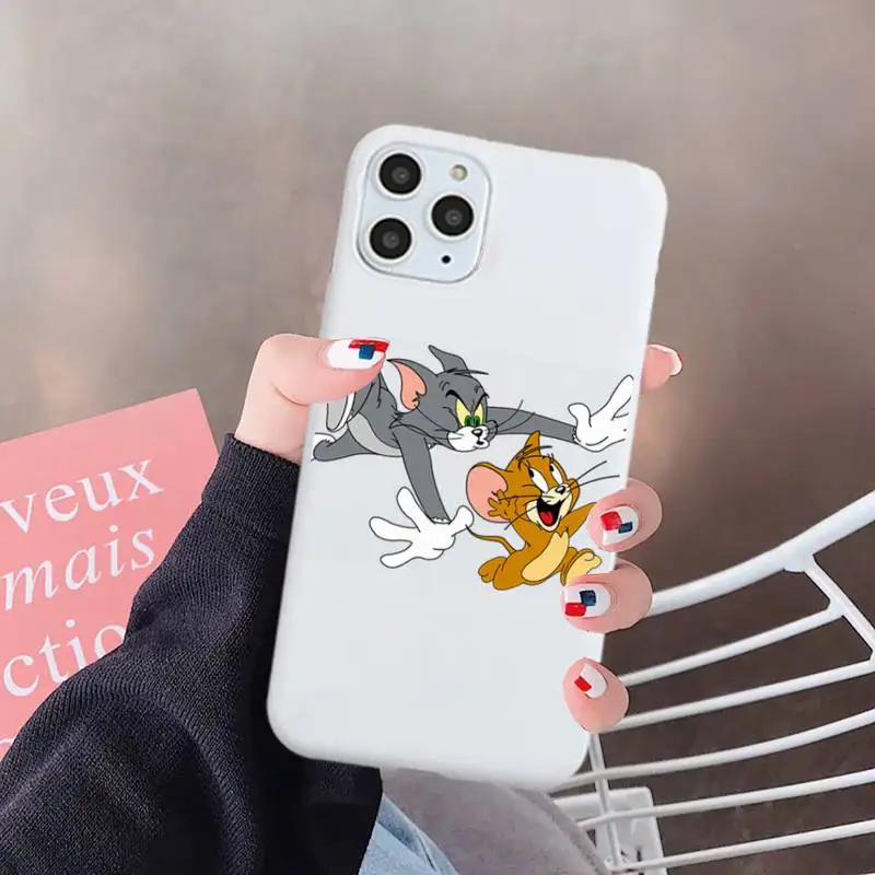 

Cat and mouse cute funny cartoon luxury Phone Case funda Candy Color for iPhone 6 7 8 11 12 s mini pro X XS XR MAX Plus