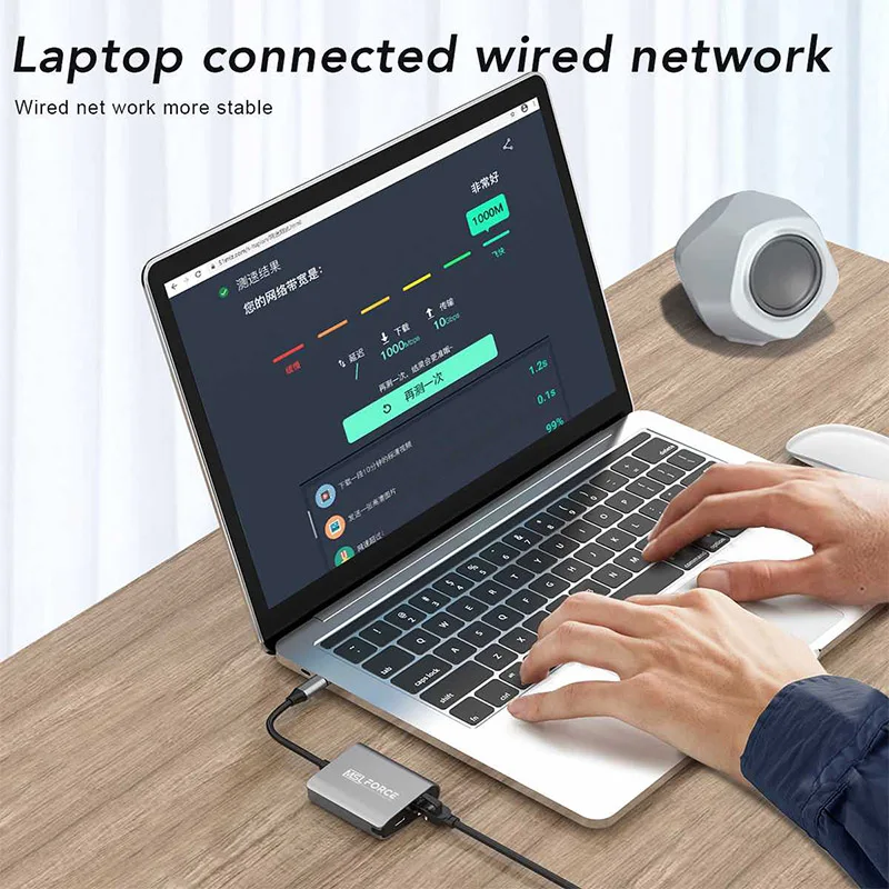 USB-C гигабитный адаптер RJ45 со скоростью прохождения PD100W скорость Ethernet 1000 Мбит/с