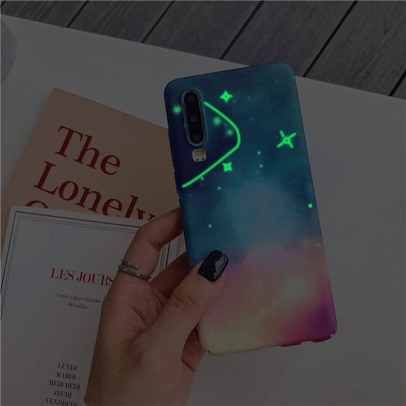 Luminous Case for Huawei P30 P20 Pro Lite Nova 4e 3e Honor 10 P Smart 2019 Cases Matte Hard HD Stars Shockproof Cover Funda |
