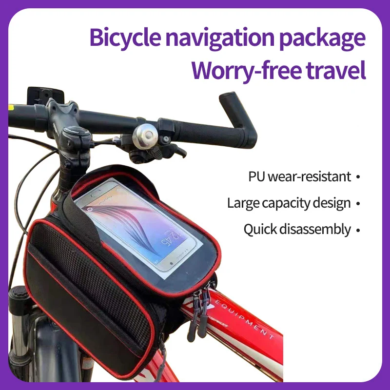 

Bike Bag Front Beam Bag Waterproof Front Touch Screen Top Tube Phone Bag Mountain Road Bike Front Frame Bag Bicycle Accessories