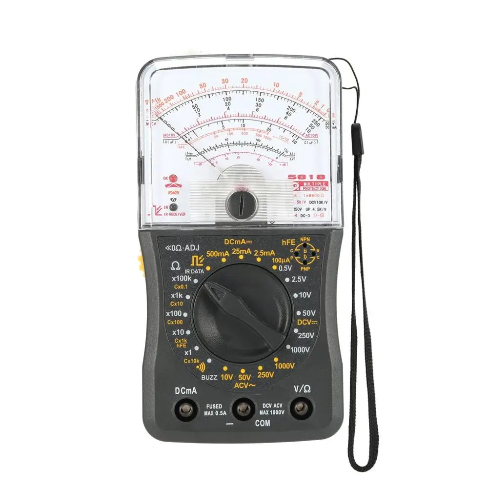 

Mini Handheld Analog Multimeter AC/DC Voltmeter Ammeter Resistance Continuity Capacitance Fuse & Diodes Tester
