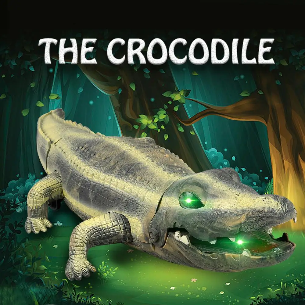 Large Crocodile Electronic Toys Jungle Model for Child Move Crawl Sound Light Boy Animal Action Play Figure One Piece Deco | Игрушки и