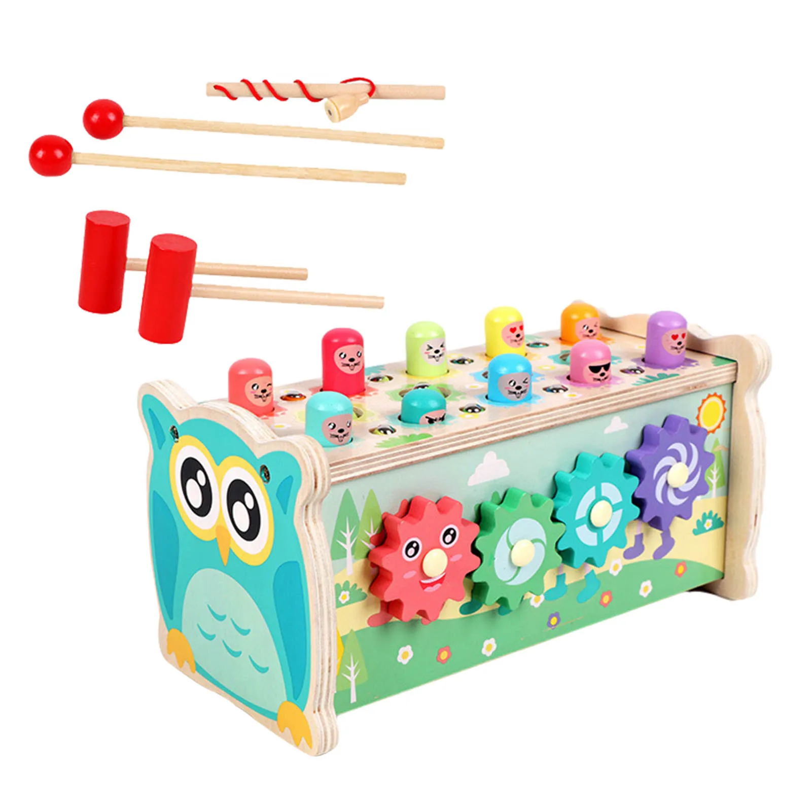 

Ooden Hammer Pounding Bench Toys Play Whaca-mole Game Montessori Learning Educational Toys With Hammer Toys For Children