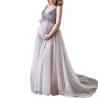 Платье для выпускного вечера, сексуальное платье макси для беременных с V-образным вырезом, длинное коктейльное платье для беременных с блестками