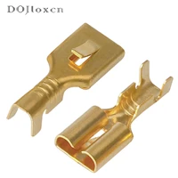 50100200500 pcs brass gilded 6 3mm female spade crimp terminal brass wire connector for car relay dj623 e6 3b dj623 e6 3c h62