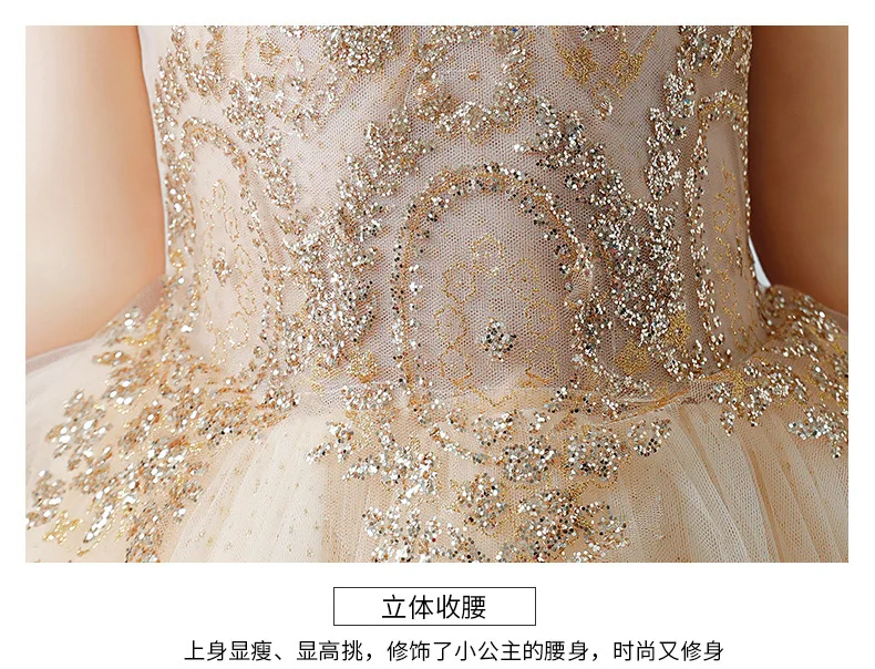 Королевское Цветочное платье для маленьких девочек на свадьбу Золотое кружевное