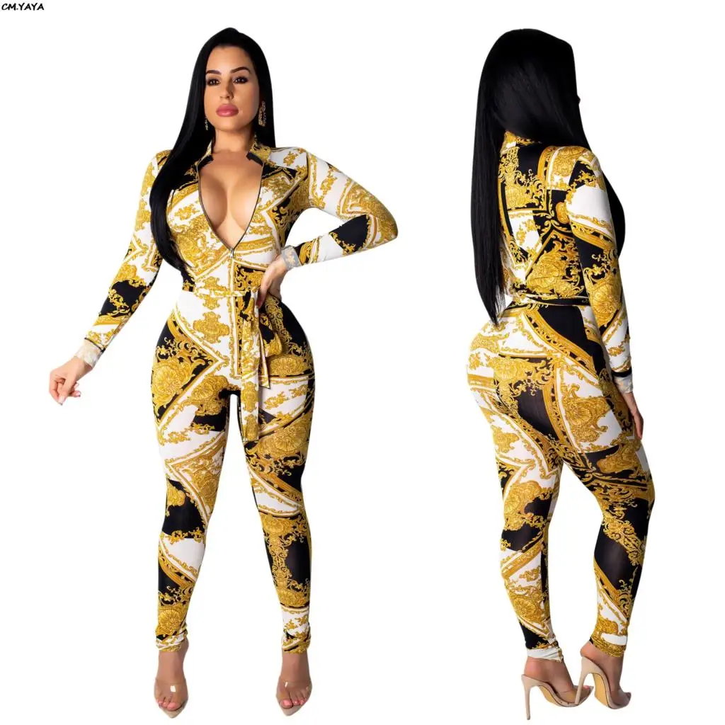 Женский Облегающий комбинезон на молнии с поясом облегающий Повседневный