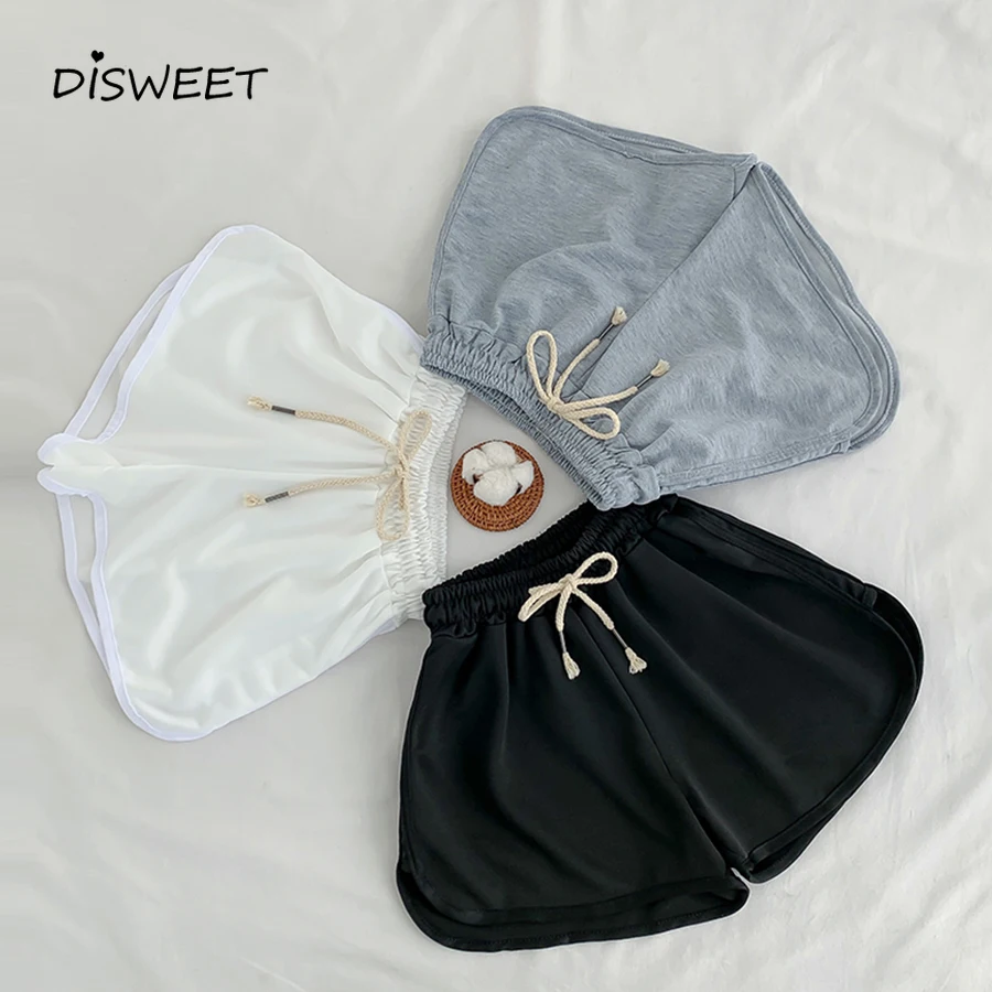 Черные женские шорты простая однотонная кружевная Женская одежда с эластичным