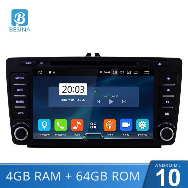 Автомобильный DVD плеер Besina автомагнитола 2Din для Skoda Octavia Fabia Rapid Yeti Superb VW Seat GPS